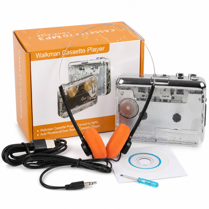 📼 50% DE RÉDUCTION! 🎧 Lecteur cassette transparent – Convertisseur MP3 & USB-C ✨
