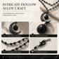 🌙 50% DE RÉDUCTION! 🖤 Collier gothique – Perles cristal & pendentif lune ajourée ✨