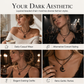 🌙 50% DE RÉDUCTION! 🖤 Collier gothique – Perles cristal & pendentif lune ajourée ✨