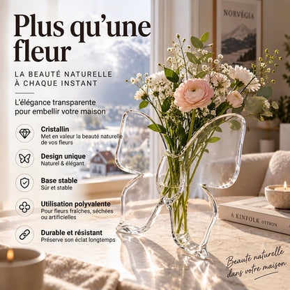 🦋 50% DE RÉDUCTION! 💐 Vase papillon transparent – Plastique cristallin & base stable ✨