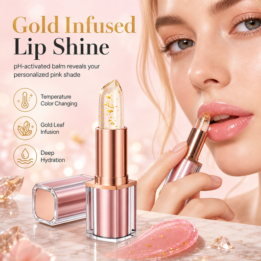 🌸 50% DE RÉDUCTION! 💋 Baume à lèvres changeant de couleur – Feuille d'or & hydratant ✨