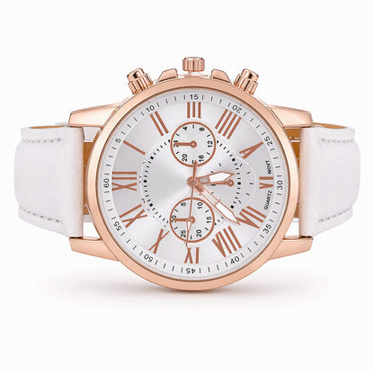 ⌚ 50% DE RÉDUCTION! ✨ Montre femme quartz – Bracelet cuir, 3 compteurs & chiffres romains ✨