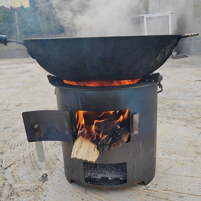 🔥 50% DE RÉDUCTION! ⛺ Poêle à bois portable – Cuisson, barbecue & chauffage ✨