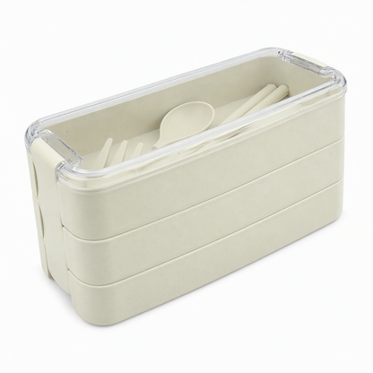🍱 50% DE RÉDUCTION! 🍴 Boîte bento 3 étages – Avec set de couverts & pratique ✨