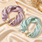 📿 50% de Réduction 🧣 Collier Foulard à Perles – Élégance Intemporelle, Nœud Ajustable & Bijou Sans Piercing 🤍