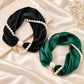 📿 50% de Réduction 🧣 Collier Foulard à Perles – Élégance Intemporelle, Nœud Ajustable & Bijou Sans Piercing 🤍