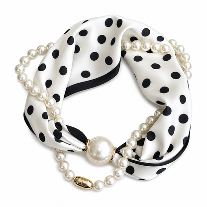 📿 50% de Réduction 🧣 Collier Foulard à Perles – Élégance Intemporelle, Nœud Ajustable & Bijou Sans Piercing 🤍