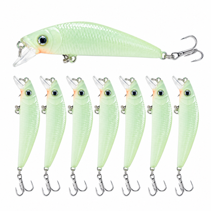 🎣 50% DE RÉDUCTION! 🌙 Leurre Minnow lumineux 7cm/8g – Parfait pour la pêche de nuit ✨