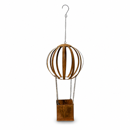 🎈 50% DE RÉDUCTION! 🌿 Suspension montgolfière vintage – Pot en métal patiné pour jardin & terrasse ✨