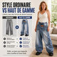 👖 60% DE RÉDUCTION 💙 Jean femme taille asymétrique jambe large – Coupe 3D, lavage décoloré & silhouette ultra large – Tailles S-2XL – idéal streetwear ou mode affirmée ✨