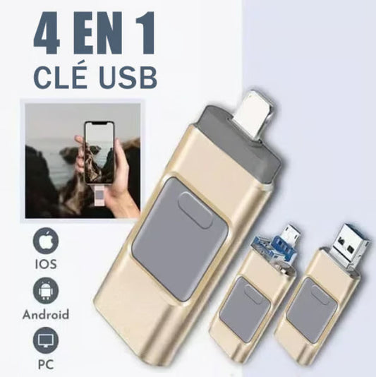 💾 50% de réduction! ⚡️ Clé USB Flash 4-en-1 Haute Vitesse – Compacte, Plug-and-Play & Grande Capacité 📂